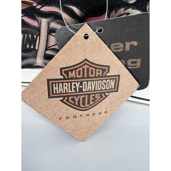 HARLEY-DAVIDSON D83605 Womens Rose & Dagger Canvas Low Tops Black Sz 9.5 NWT - Picture 6 of 12